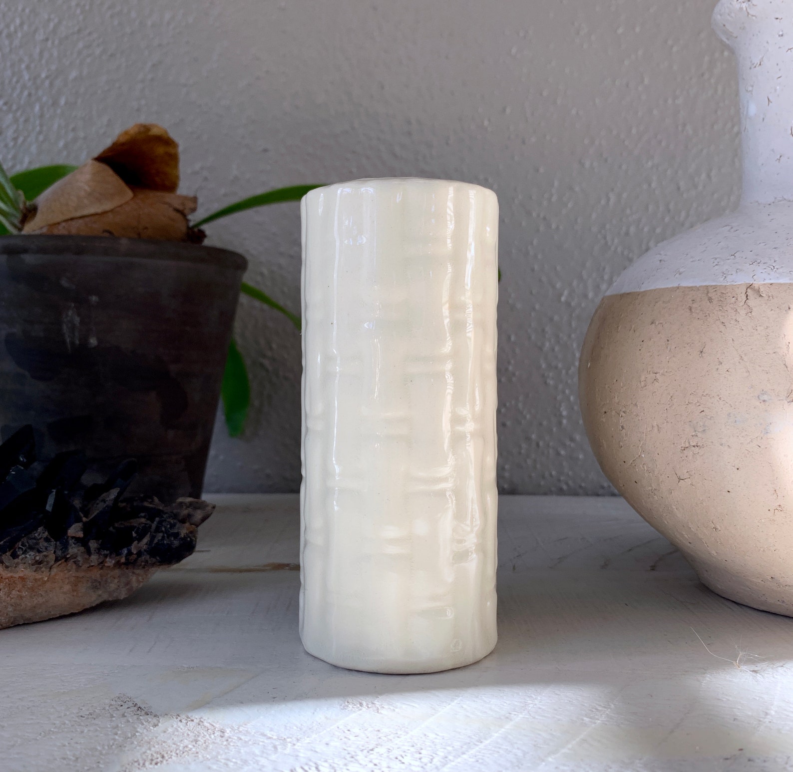 60's BAMBOO CERAMIC VASE/Vtg MidCentury McCoy U.S.A. Etsy