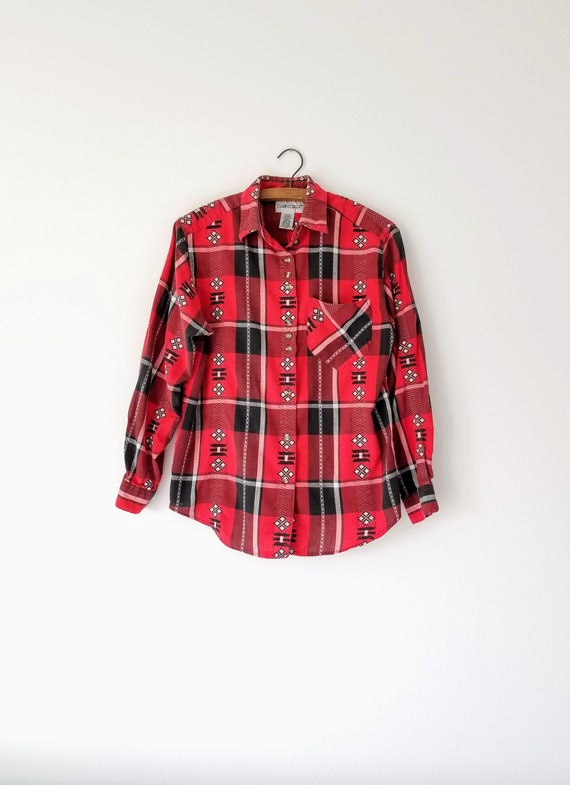 Vtg 80s Cabin Creek Red Flannel Shirt Vintage Camping Etsy