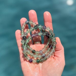 FLUORITE CRYSTAL BRACELET/Authentic Ethically Sourced Fluorite Precious Gemstone Crystal Beaded Stretch Bracelet