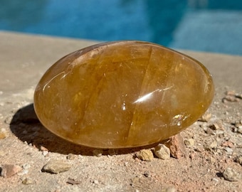 Australian Golden Healer Quartz Crystal Meditation Palm Stone-164 grams