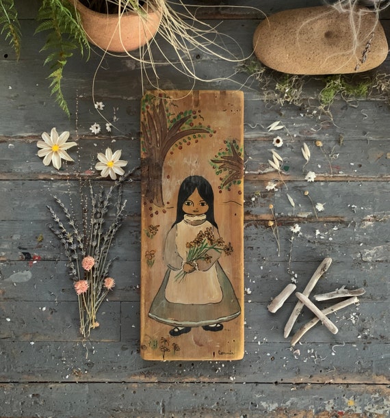 40's PRIMITIVE FOLK Art/vintage Rustic Handpainted Etsy