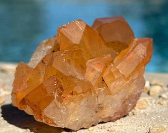 Brazilian Saintinho Mine Foot Point Raw Bottom Tangerine Quartz Cluster Crystal