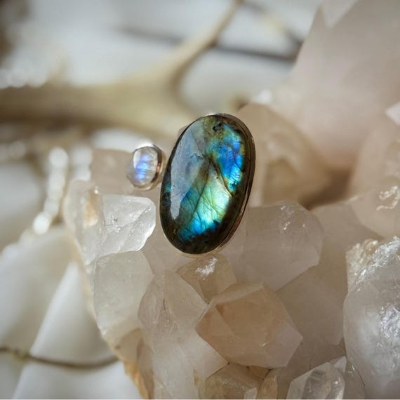 Double Set Precious Gemstone Flashy Labradorite &… - image 2