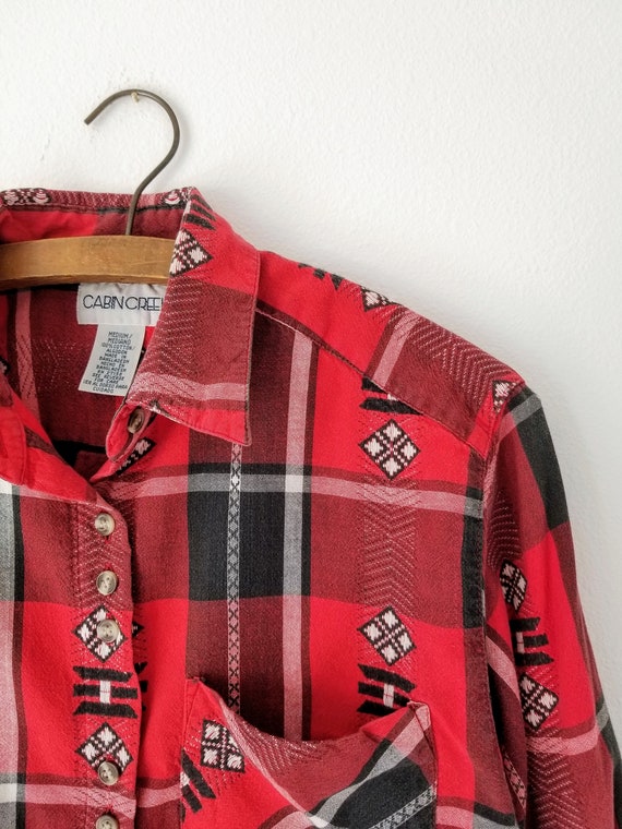 Vtg 80s Cabin Creek Red Flannel Shirt Vintage Camping Etsy