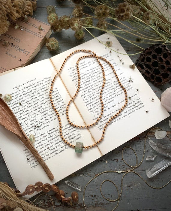 CHRYSOPRASE CRYSTAL NECKLACE/Vintage Long Hand-Kn… - image 2