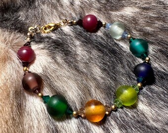 Multi-Color Glass Bead & Rhinestone Bracelet/LGBTQ+