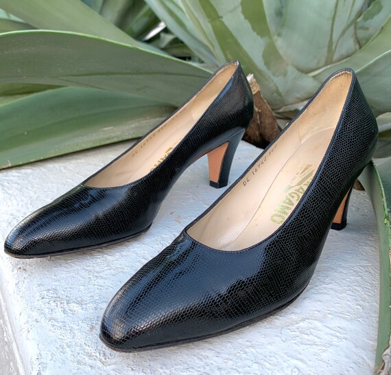 80's FERRAGAMO SNAKESKIN HEELS/Vtg Salavatore Ferr