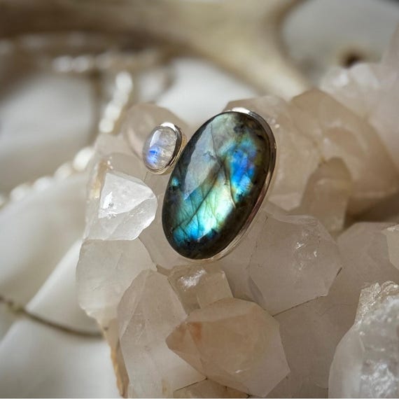 Double Set Precious Gemstone Flashy Labradorite &… - image 1