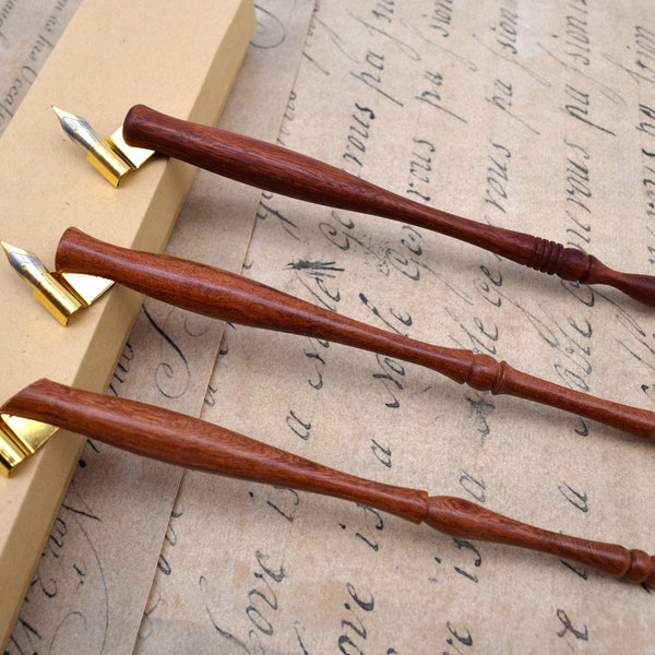 Portapenne obliquo in legno, portapennino, set di penne per calligrafia