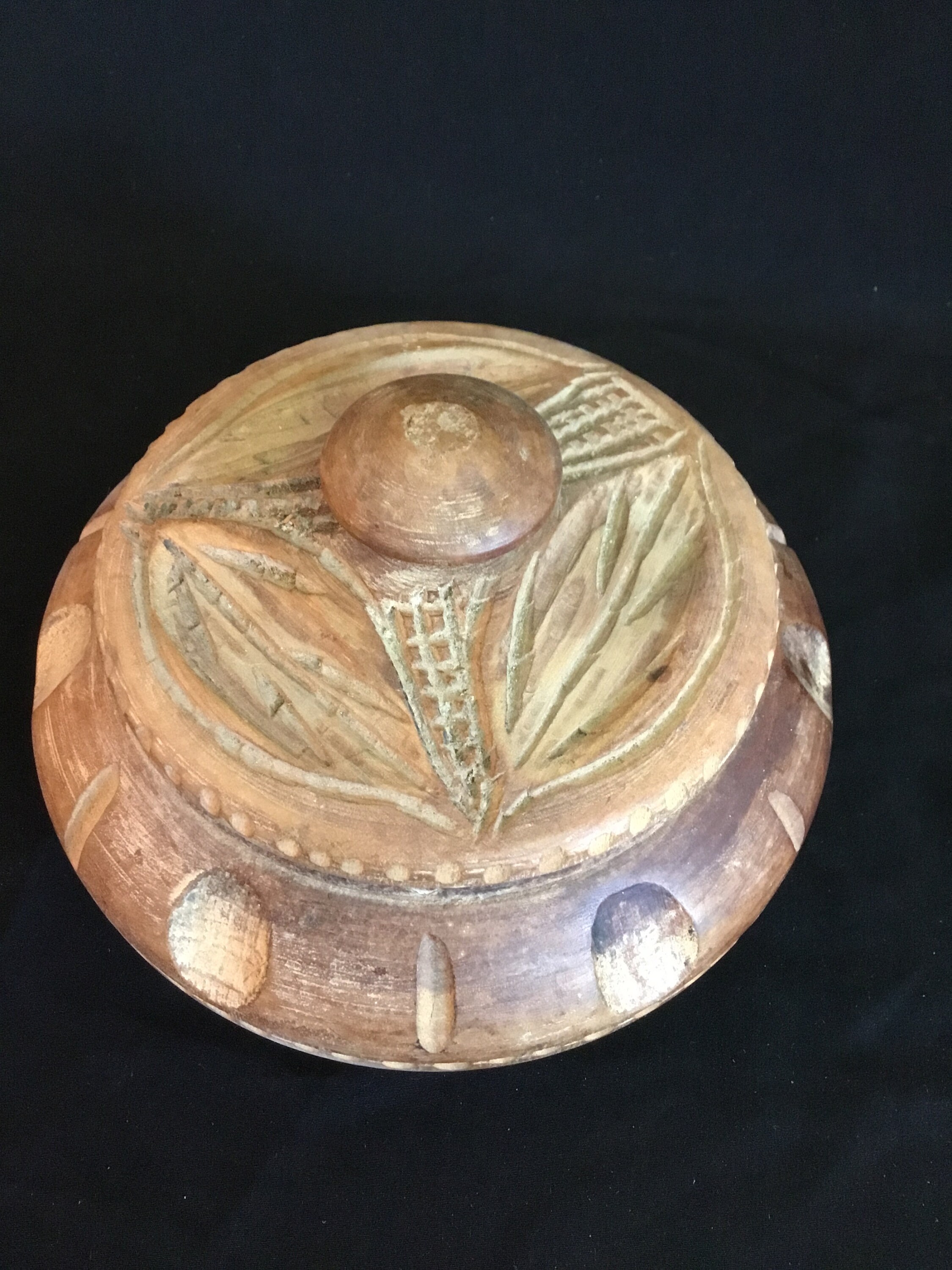 Vintage Wooden Bowl with Lid Etsy