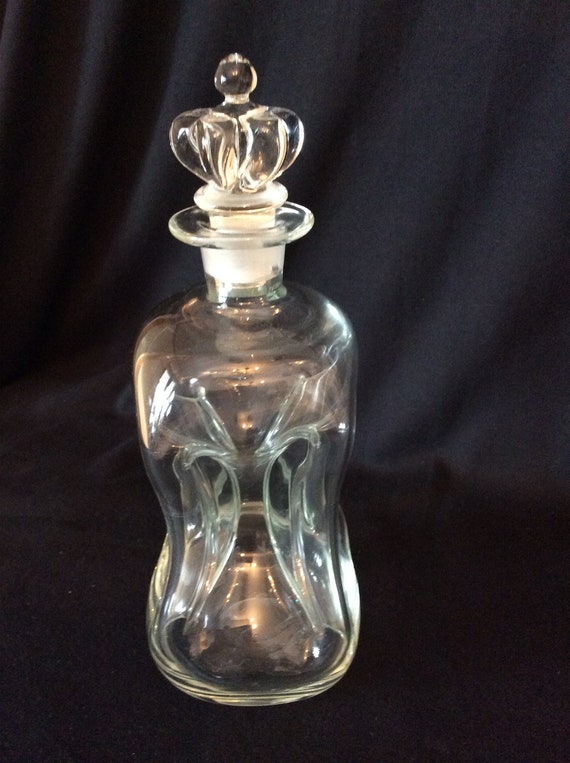 Vintage Glass Whiskey Spirits Decanter Danish Hourglass Etsy