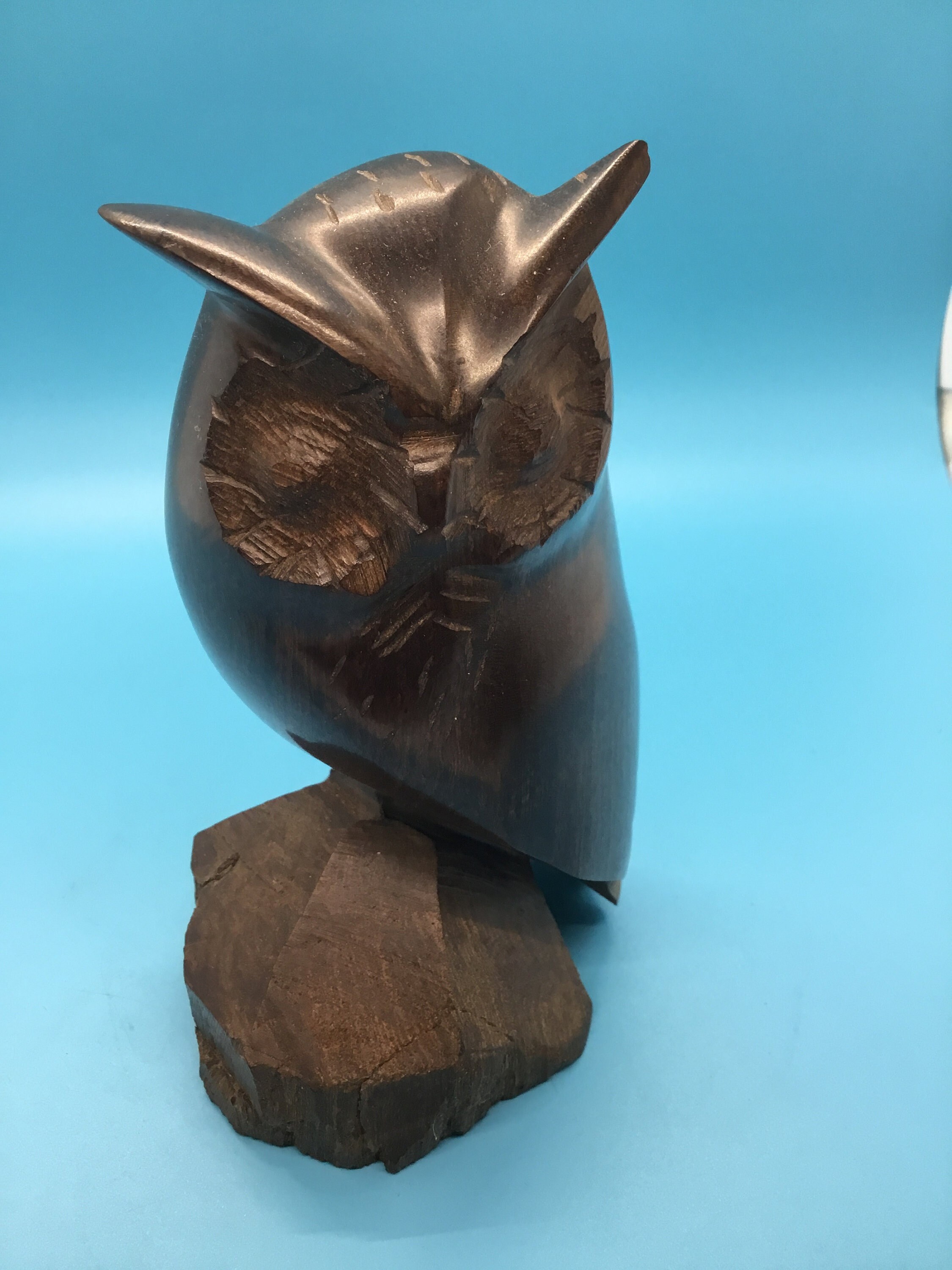 Hand Carved Ironwood Owl Figurine – Barn Owl Sculpture – 6.5" Tall Heavy Carving &n