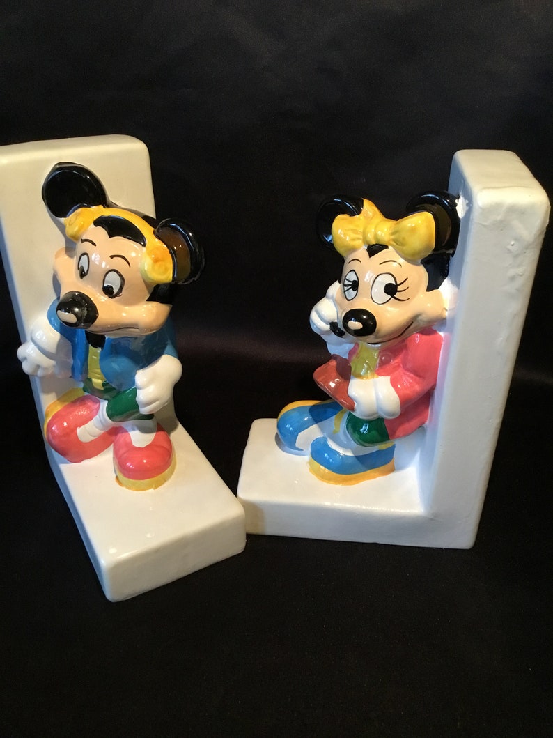 Vintage Disney Mickey & Minnie Mouse Bookends – Walt Disney Co. Taiwan ...