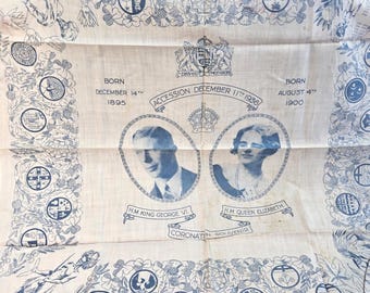 1937 King George VI Coronation Handkerchief & London Guide Book Royal Memorabilia Souvenir