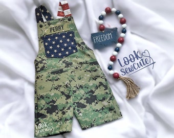 Patriotic Military homecoming romper, Army, Marines Navy, Airforce, Coast Gaurd toddler overalls