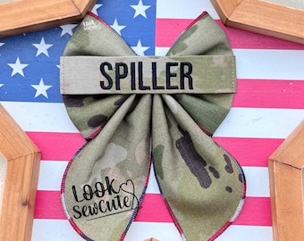 Custom Military Hair Bow – Personalized Name Tape Sailor Style – 5" Navy Army Marines air force Space force Homecoming Gift