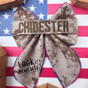 Militär Name Tape Sailor Stil Haarschleife Personalisierte 5-Zoll-Navy / Armee / Marines Bogen Benutzerdefinierte Heimkehr Bogen Militäreinsatz 4