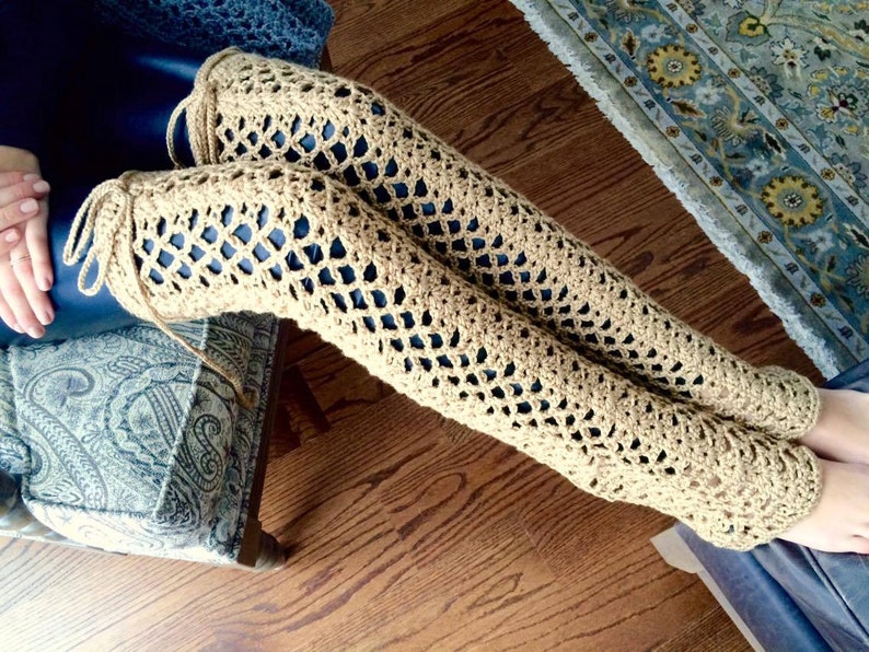 Lacy Thigh High Leg Warmer Crochet Pattern Etsy