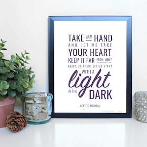 Next to Normal: Light in the Dark, Musical Theatre, Broadway, Typography Printable, Instant Digital Download, Wall Art Print 8x10