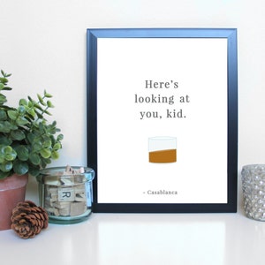 Casablanca: Here&#39;s Looking At You, Film, Movies, Typography Printable, Instant Digital Download, Wall Art Print, 8x10, 11x14