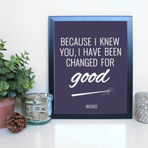 Wicked: For Good, Teatro Musical, Broadway, Tipografía imprimible, Descarga digital instantánea, Impresión de arte de pared 8x10