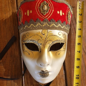 Handmade Vintage Venetian Mask | Italian Masquerade Mask | Elegant Carnival Mask for Ball, Wedding, Party, or Collector’s Display