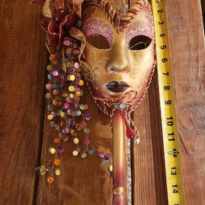 Handmade Vintage Venetian Style Mask | Italian Masquerade Mask | Elegant Carnival Mask for Ball, Wedding, Party, or Collector’s Display