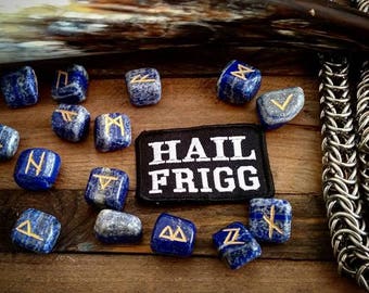 Hagel Frigg bestickt Heiden Patch Asatru Aesir Odin nordischen nordischen Heidner Viking Biker Frija Frige Frigga Abzeichen