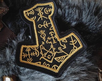 Draupnir Mystic Mjölnir Thors Hammer Aufnäher | Nordischer Heiden Schutz Pagan Aufnäher