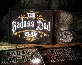 Badass Dad Clan Merch Bundle - BDC Aufnäher, Aufkleber und Abzeichen. Vaterschafts-Erziehung Vater Vatertag Vati Alternative Kindererziehungs-Unterstützung