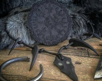 Schwarze Magie Vegvisir Norse Kompass Viking Segeln Patch Biker Stickerei Heiden Heathenry Asatru heidnischen Wikinger Schamanen dunkle Künste Heidentum