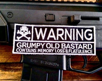 Warnung Grumpy alten Bastard Erwachsene Patch Biker Club Motorrad Humor lustige bestickte Abzeichen
