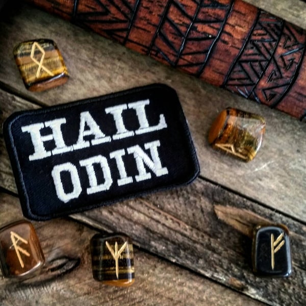 Hail Odin Embroidered Heathen Patch Viking Biker Norse Pagan Asatru Odinist Nordic Aesir