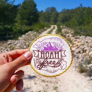 Roam Free! Adventure Patch Embroidered Travelling Badge Gap Year Summer Holiday Hiking
