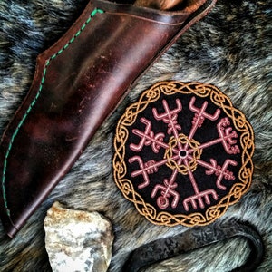 Dwarven Metallic Vegvisir Norse Compass Viking Sailing Patch Biker Leather Embroidery Heathen Heathenry Asatru Dwarf Svartalfheim Vikings