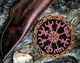 Zwerge Metallic Vegvisir Norse Kompass Viking Segeln Patch Biker Leder Stickerei Heiden Heathenry Asatru Zwerg Svartalfheim Wikinger