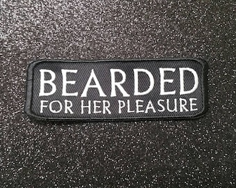 Bärtige für ihr Vergnügen Patch lustige bestickte Herren Abzeichen Biker Bart Manly Lumberjack Viking Macho