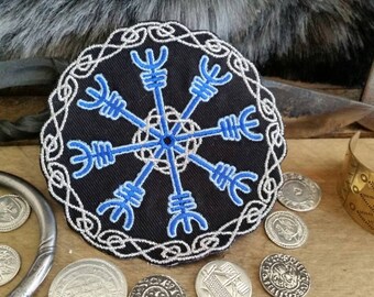 Jotun Metallic Aegishjalmr nordischen Helm der Ehrfurcht Wikinger Segeln Patch Biker Leder Stickerei Heiden heidnischen Asatru Jotunheim Frost Riesen Winter