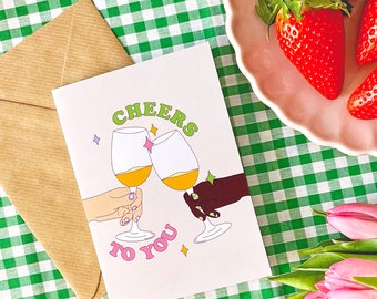 Cheers To You Celebration Champagne Blank Inside Greetings Card Graduation/New Job/Well Done/Congratulations