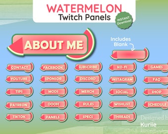 Watermelon Style Panels (Fruity) | Twitch | - INSTANT DOWNLOAD!