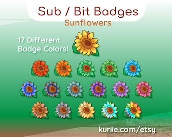 18 Sunflower Sub / Bit Badges - INSTANT DOWNLOAD! | For Twitch, YouTube, & Facebook Gaming