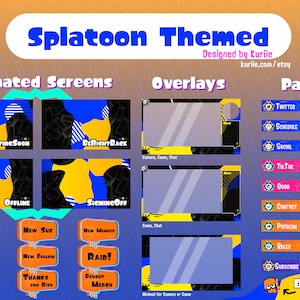 Splatoon 3 Stream Overlay Package | Animated Screens | Overlays | Panels | Alerts | *BONUS* Free Emote - INSTANT DOWNLOAD!