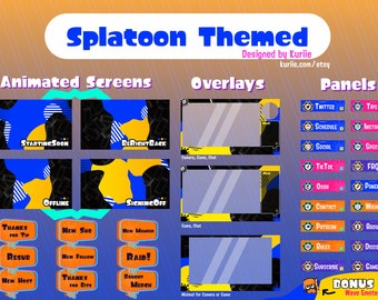 Splatoon 3 Stream Overlay Package | Animated Screens | Overlays | Panels | Alerts | *BONUS* Free Emote - INSTANT DOWNLOAD!