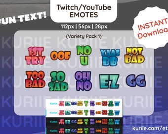 10 Text Emotes! | Emote BUNDLE | For Twitch / YouTube / Discord / Facebook Gaming / Slack - INSTANT DOWNLOAD