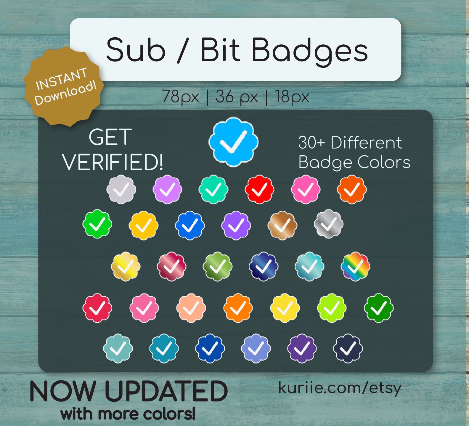 30+ "Verified" Sub / Bit Badges (New Updated Version w/ MORE Colors!!) - INSTANT DOWNLOAD! | For Twitch, YouTube, & Facebook Gaming