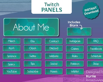 25 Teal Bokeh Panels | Twitch | - INSTANT DOWNLOAD!