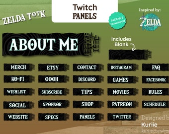 26 Zelda Tears of the Kingdom Style Panels (TotK) - CYAN Glow | Twitch | - INSTANT DOWNLOAD!