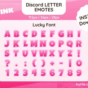 45 Discord LETTER & Number Emotes - Pink Lucky Design - DOWNLOAD INSTANTÂNEO