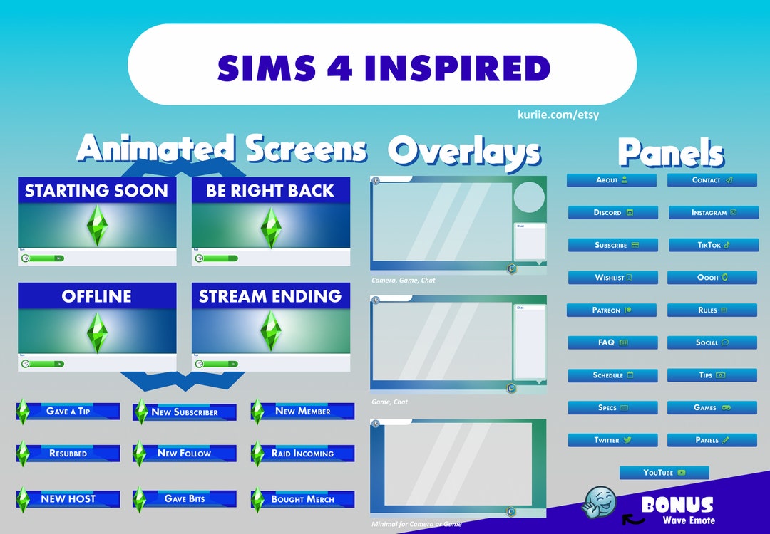 The Sims Stream Overlay Package / Schermi animati / Etsy Italia