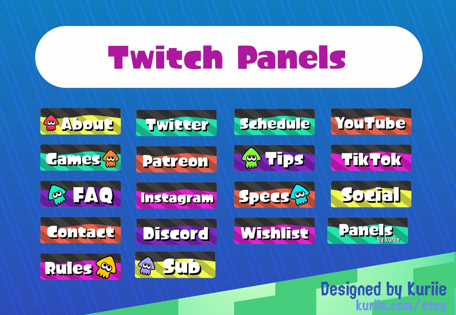 Splatoon Stream Overlay Package Animated Screens Overlays - Etsy